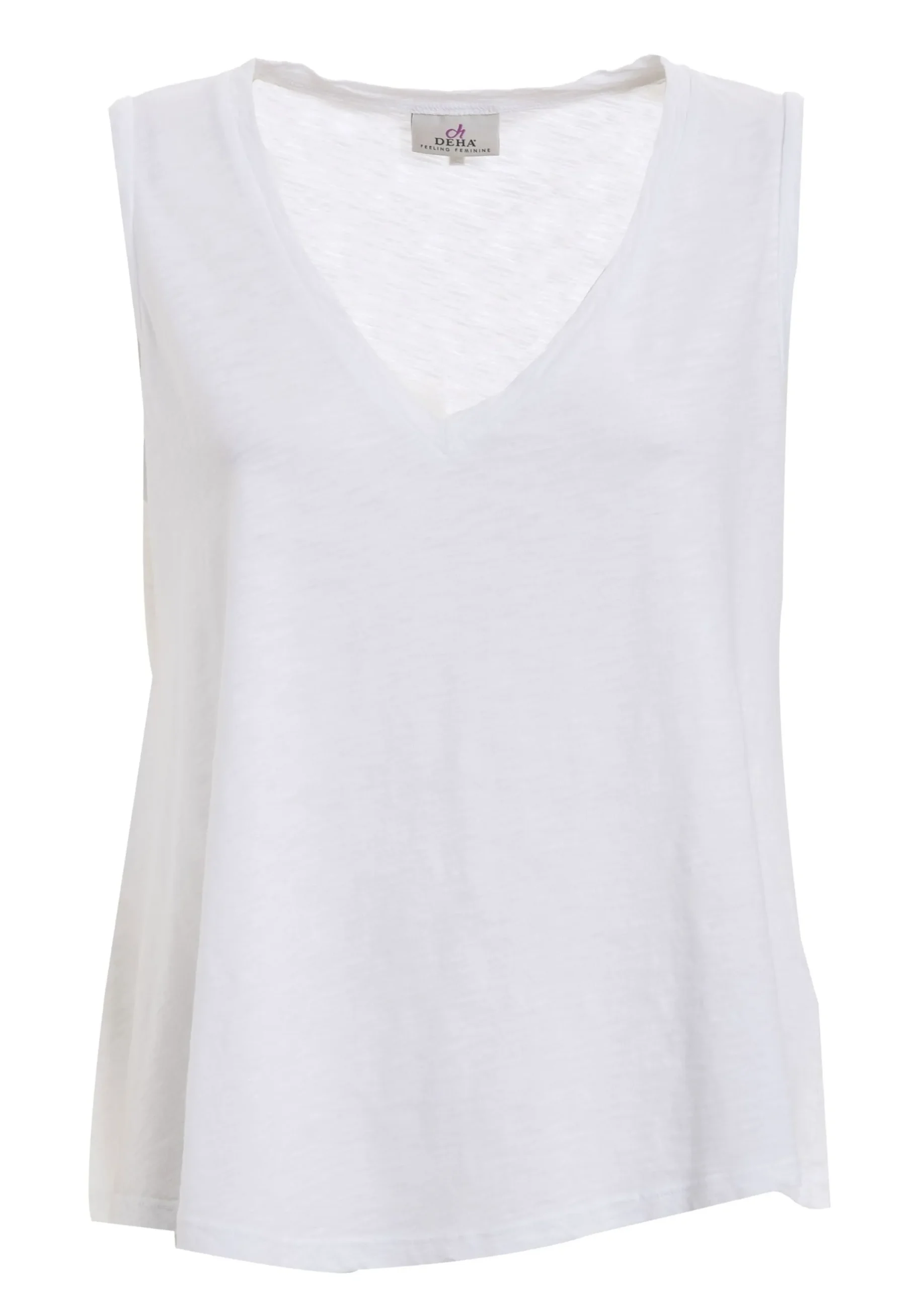 Best Sale Canotta Svasata In Jersey Fiammato Bianco Donna Top & T-Shirts