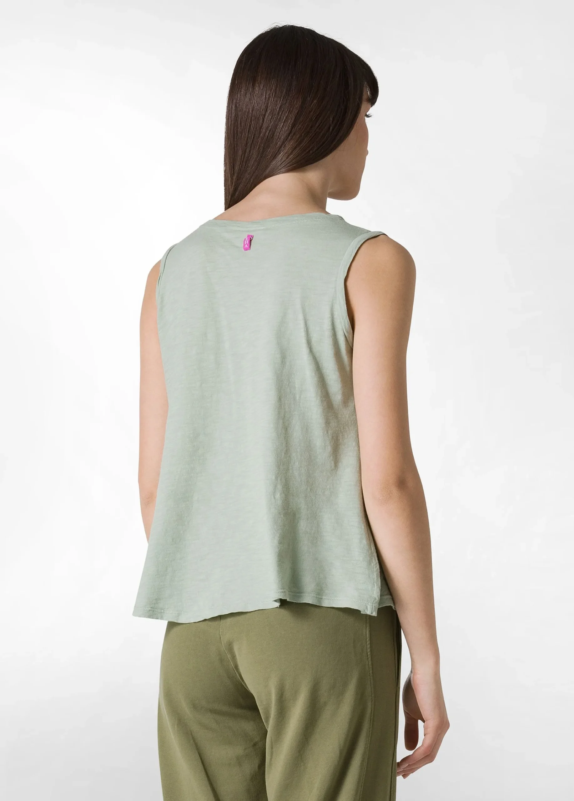 Cheap Canotta Svasata In Jersey Fiammato Verde Donna Top & T-Shirts