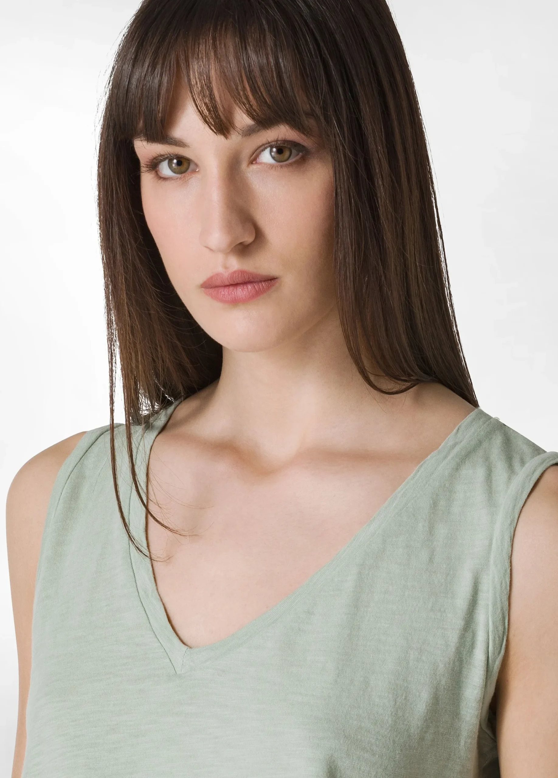 Cheap Canotta Svasata In Jersey Fiammato Verde Donna Top & T-Shirts