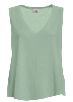 Cheap Canotta Svasata In Jersey Fiammato Verde Donna Top & T-Shirts