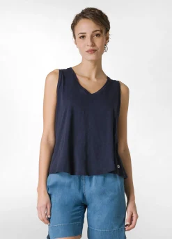 Store Canotta Svasata In Jersey Fiammato Blu Donna Top & T-Shirts