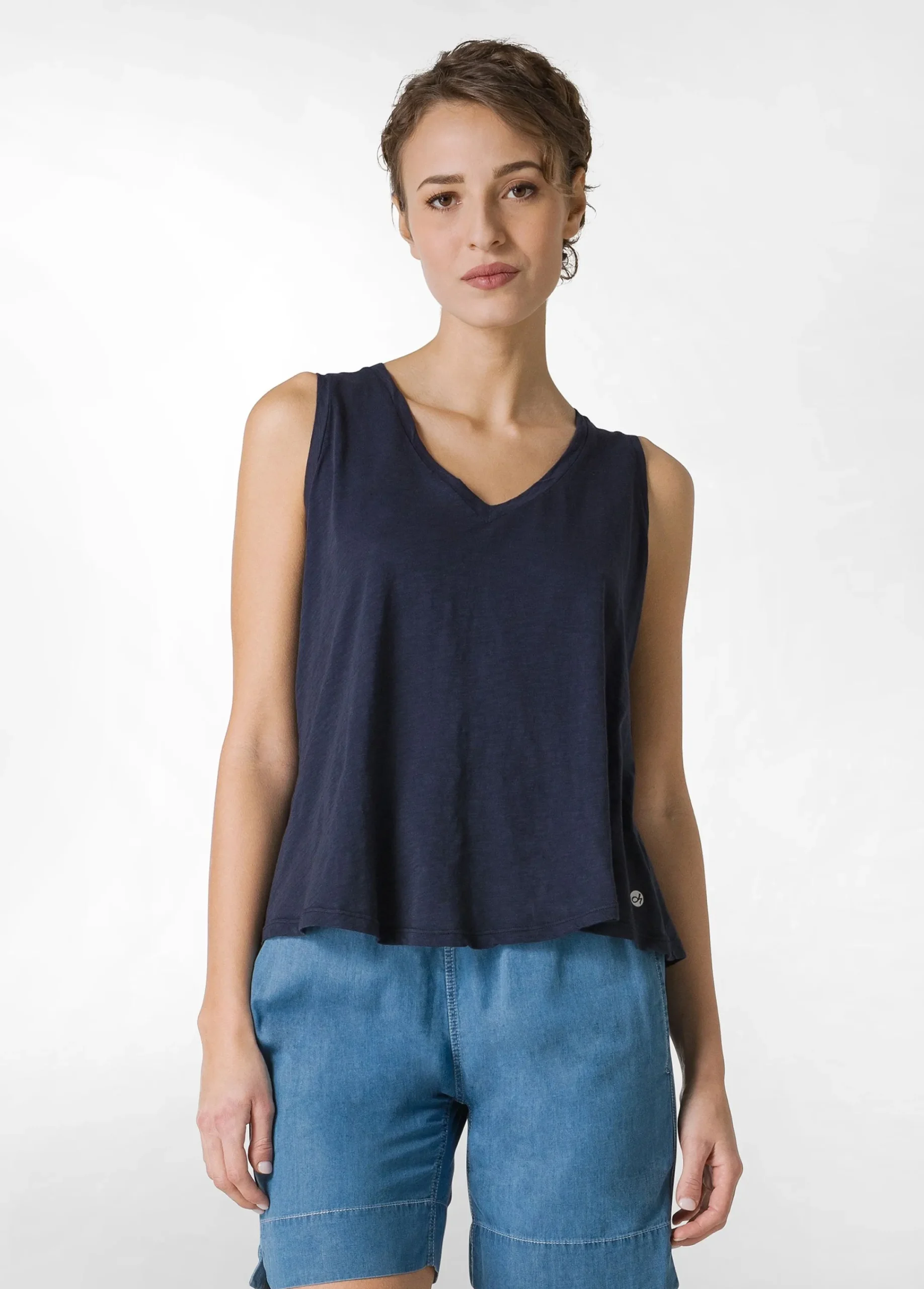Store Canotta Svasata In Jersey Fiammato Blu Donna Top & T-Shirts