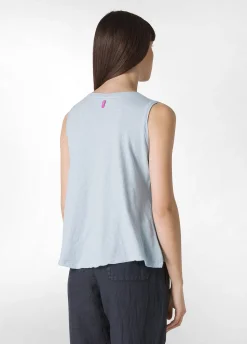 Online Canotta Svasata In Jersey Fiammato Blu Donna Top & T-Shirts