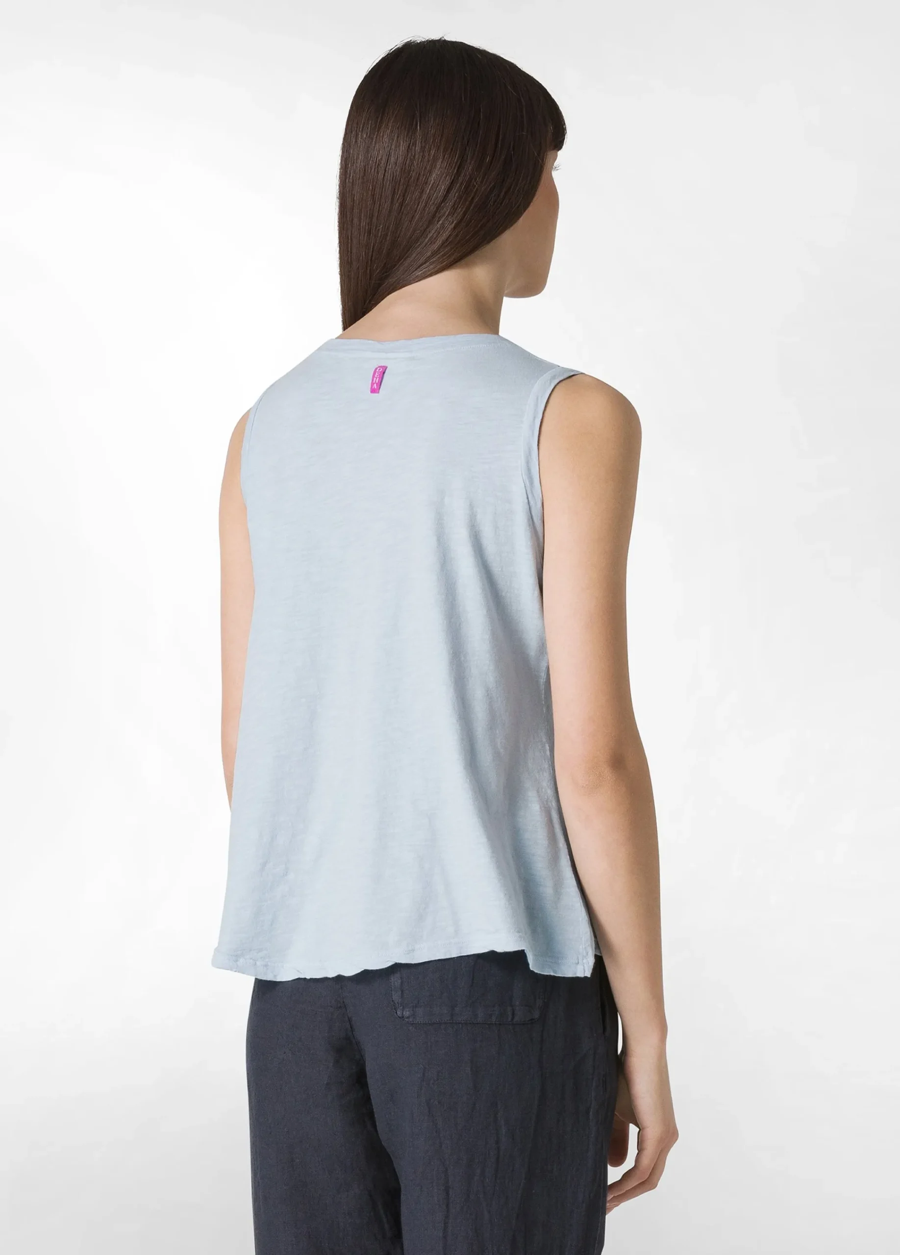 Online Canotta Svasata In Jersey Fiammato Blu Donna Top & T-Shirts