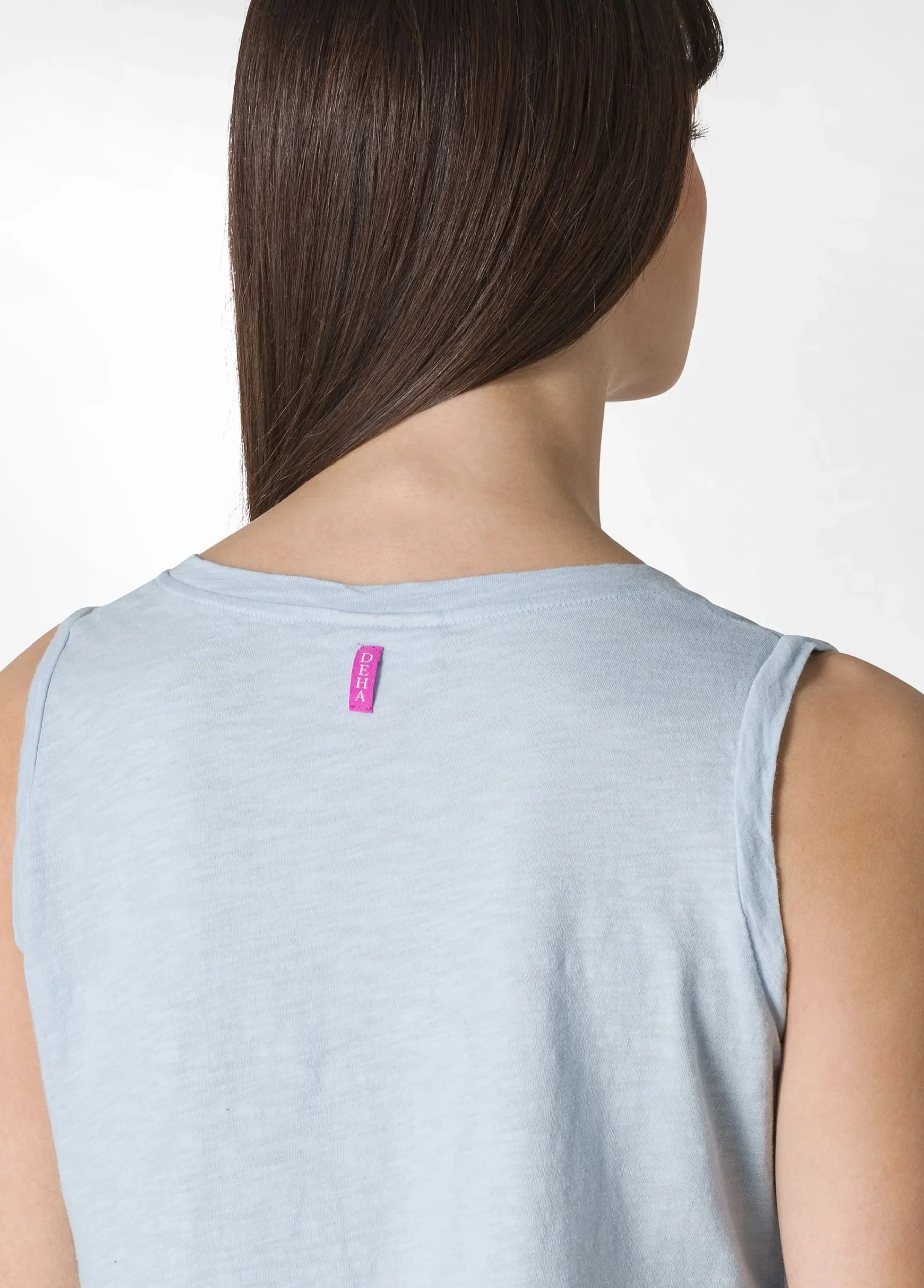 Online Canotta Svasata In Jersey Fiammato Blu Donna Top & T-Shirts