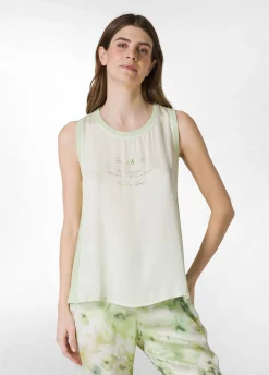 Sale Canotta Yoga In Raso Con Grafica Verde Donna Top & T-Shirts