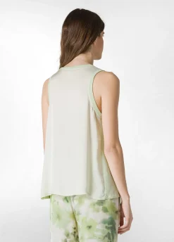 Sale Canotta Yoga In Raso Con Grafica Verde Donna Top & T-Shirts