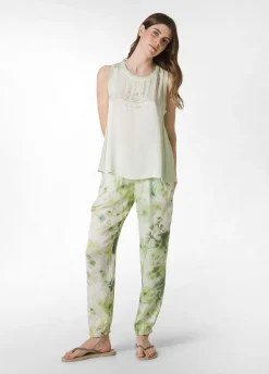 Sale Canotta Yoga In Raso Con Grafica Verde Donna Top & T-Shirts