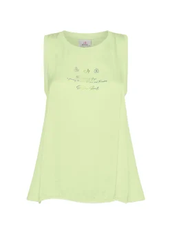 Sale Canotta Yoga In Raso Con Grafica Verde Donna Top & T-Shirts