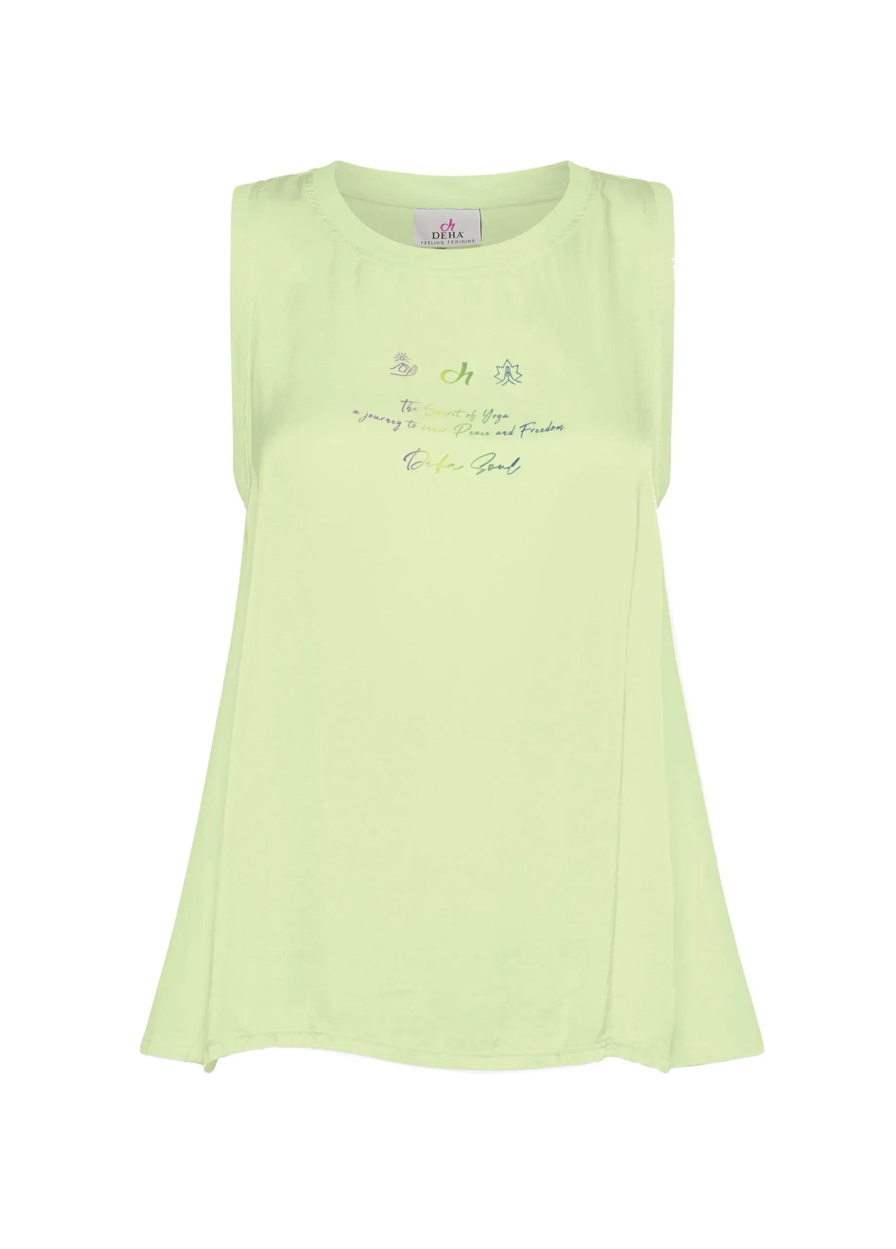 Sale Canotta Yoga In Raso Con Grafica Verde Donna Top & T-Shirts