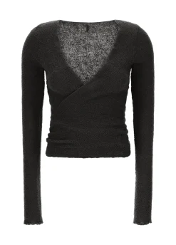 Cheap Cardigan Incrociato In Boucle' Nero Donna Felpe & Maglieria