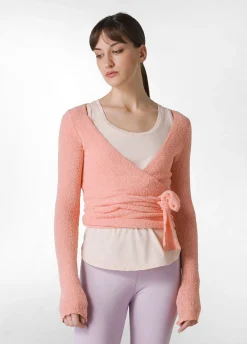 Fashion Cardigan Incrociato In Boucle' Arancio Donna Felpe & Maglieria
