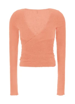 Fashion Cardigan Incrociato In Boucle' Arancio Donna Felpe & Maglieria