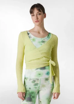 Sale Cardigan Incrociato In Boucle' Giallo Donna Felpe & Maglieria