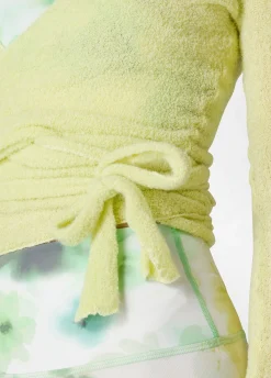 Sale Cardigan Incrociato In Boucle' Giallo Donna Felpe & Maglieria