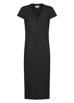 Shop Cardigan In Maglia Misto Lino Lungo Nero Donna Felpe & Maglieria