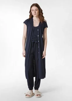 Sale Cardigan In Maglia Misto Lino Lungo Blu Donna Felpe & Maglieria