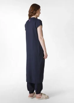 Sale Cardigan In Maglia Misto Lino Lungo Blu Donna Felpe & Maglieria