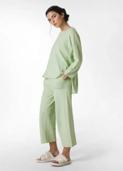 Flash Sale Completo Ampio In Lino Verde Mela Donna Comfort Set
