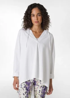 Fashion Felpa Ampia Leggera In Punto Milano Bianco Donna Felpe & Maglieria