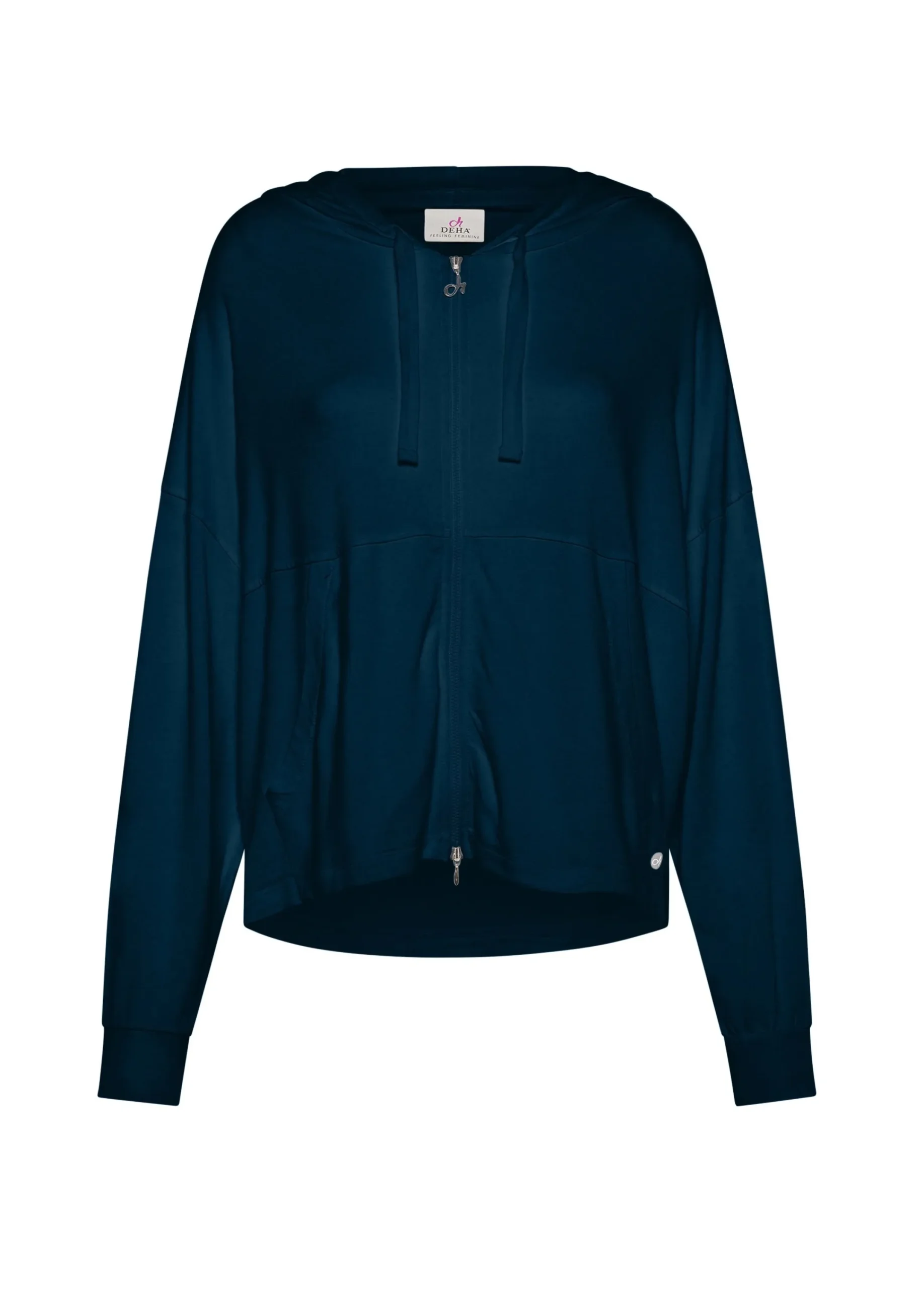 Store Felpa Comfort Di Viscosa Zip E Cappuccio Blu Donna Felpe & Maglieria