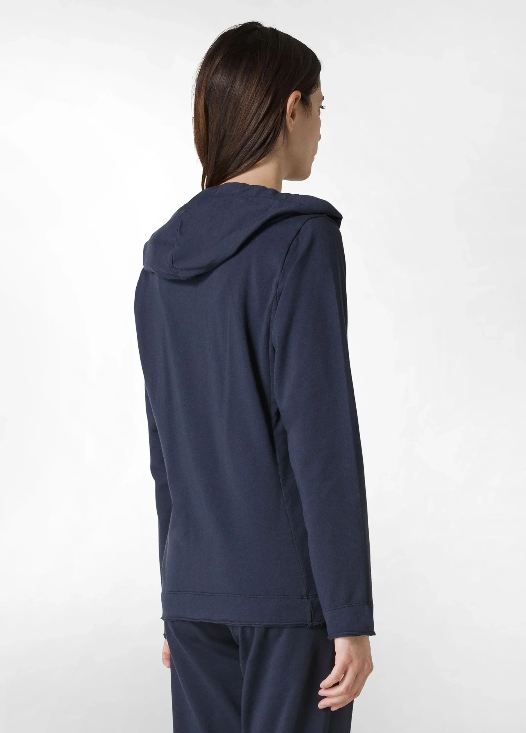 New Felpa Core Leggera Con Zip E Cappuccio Blu Donna Felpe & Maglieria