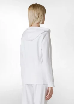 Shop Felpa Core Leggera Con Zip E Cappuccio Bianco Donna Felpe & Maglieria