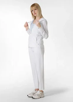 Shop Felpa Core Leggera Con Zip E Cappuccio Bianco Donna Felpe & Maglieria