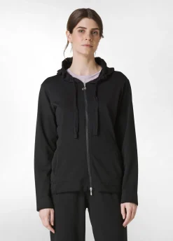 Sale Felpa Core Leggera Con Zip E Cappuccio Nero Donna Felpe & Maglieria