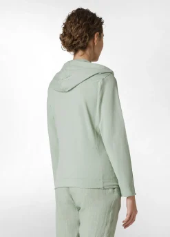 Outlet Felpa Core Leggera Con Zip E Cappuccio Verde Donna Felpe & Maglieria