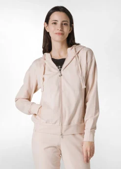 Outlet Felpa Core Leggera Con Zip E Cappuccio Rosa Donna Felpe & Maglieria