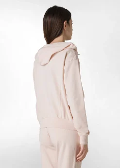Outlet Felpa Core Leggera Con Zip E Cappuccio Rosa Donna Felpe & Maglieria