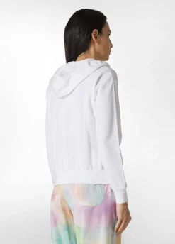 Shop Felpa Core Leggera Con Zip E Cappuccio Bianco Donna Felpe & Maglieria