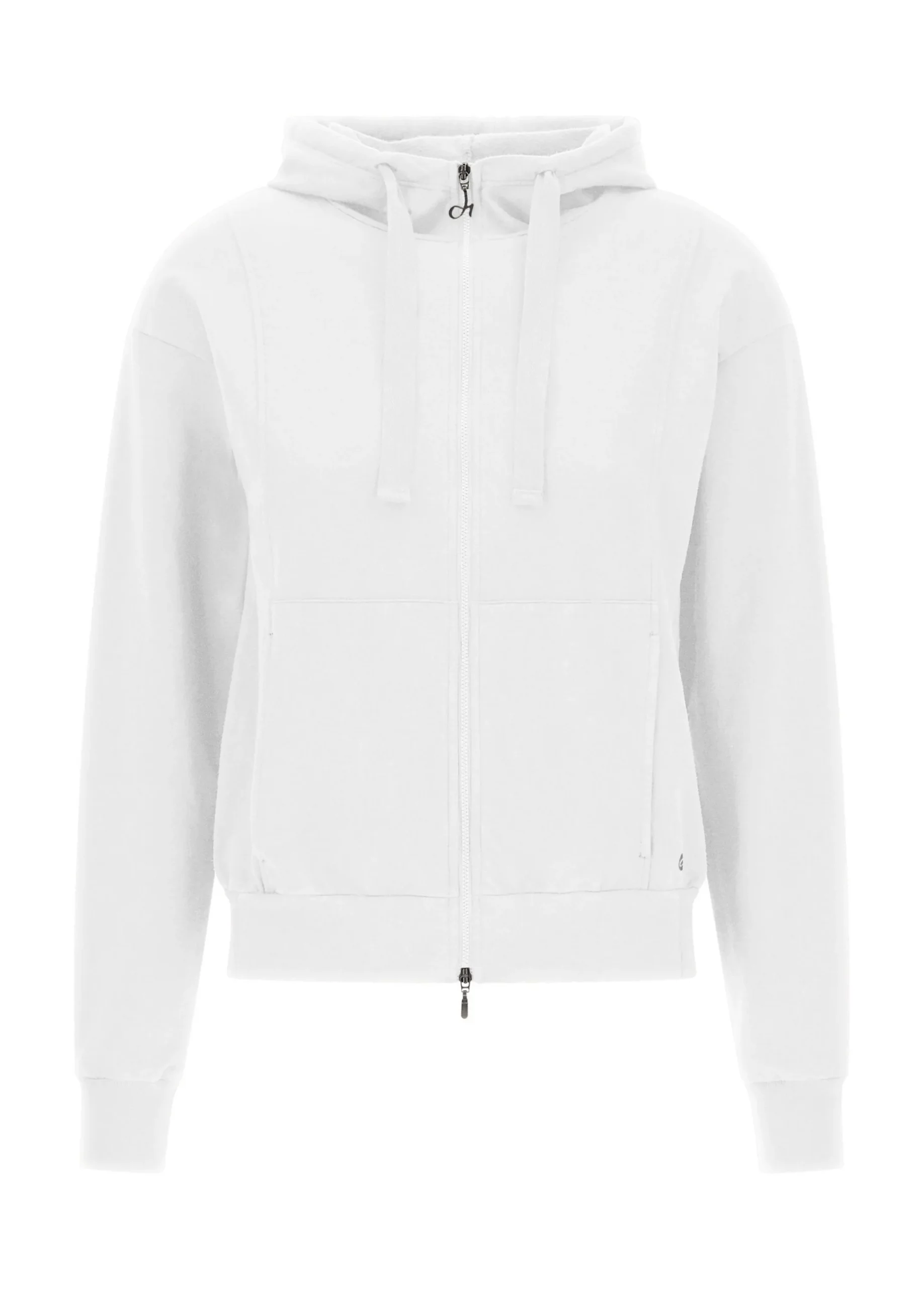 Shop Felpa Core Leggera Con Zip E Cappuccio Bianco Donna Felpe & Maglieria