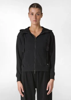 Sale Felpa Core Leggera Con Zip E Cappuccio Nero Donna Felpe & Maglieria