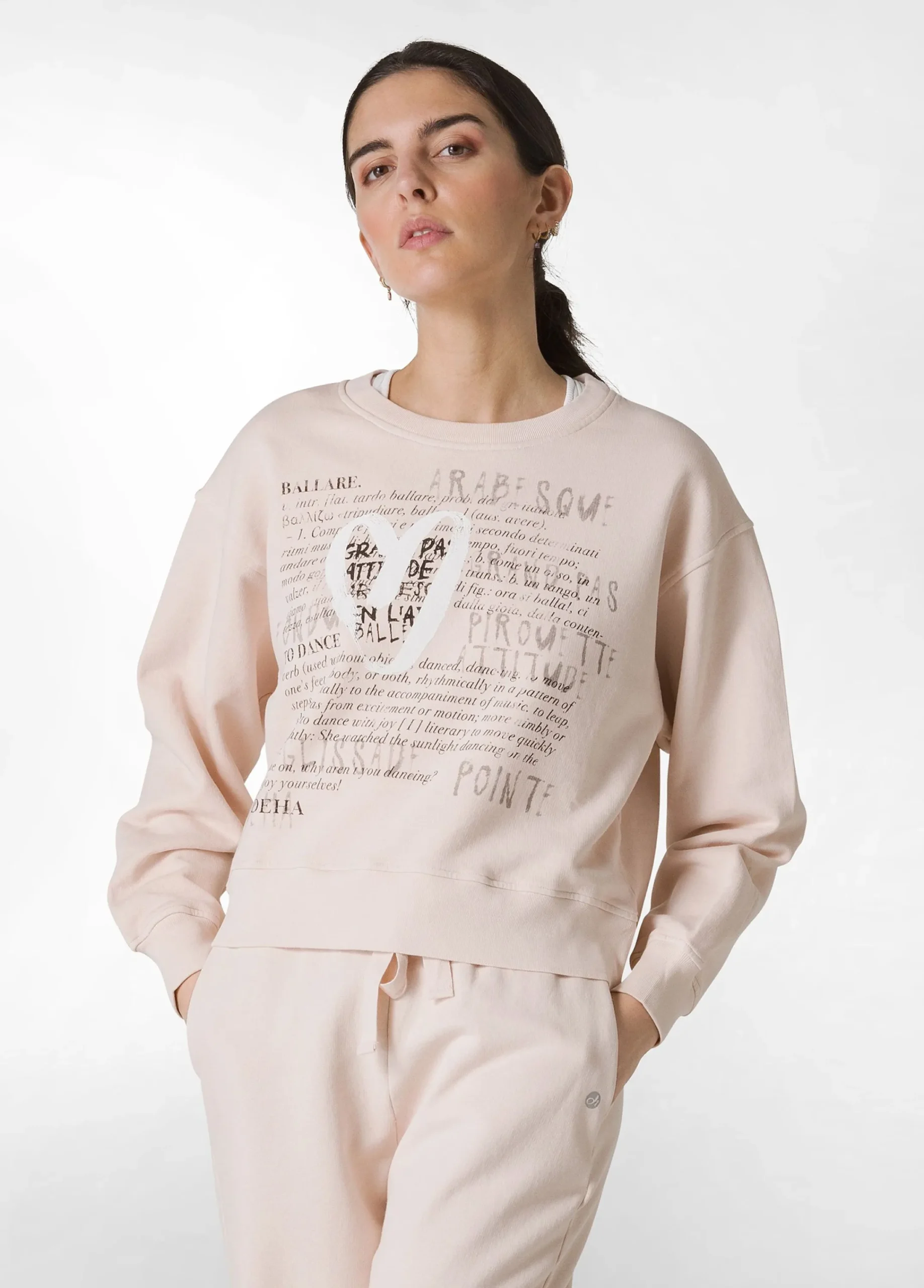 Hot Felpa Girocollo Comfy Con Grafica Rosa Donna Felpe & Maglieria