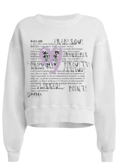 Fashion Felpa Girocollo Comfy Con Grafica Bianco Donna Felpe & Maglieria