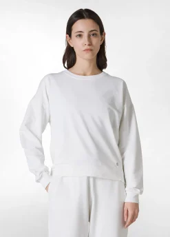 Cheap Felpa Girocollo Fondo Stondato Bianco Donna Felpe & Maglieria