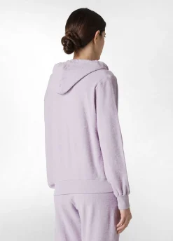 Discount Felpa In Spugna Zip E Cappuccio Viola Donna Felpe & Maglieria
