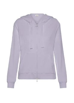 Discount Felpa In Spugna Zip E Cappuccio Viola Donna Felpe & Maglieria