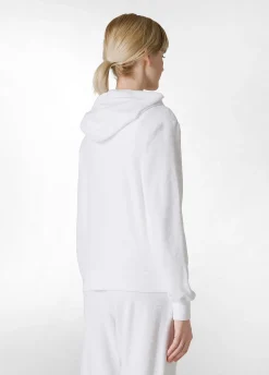 New Felpa In Spugna Zip E Cappuccio Bianco Donna Felpe & Maglieria