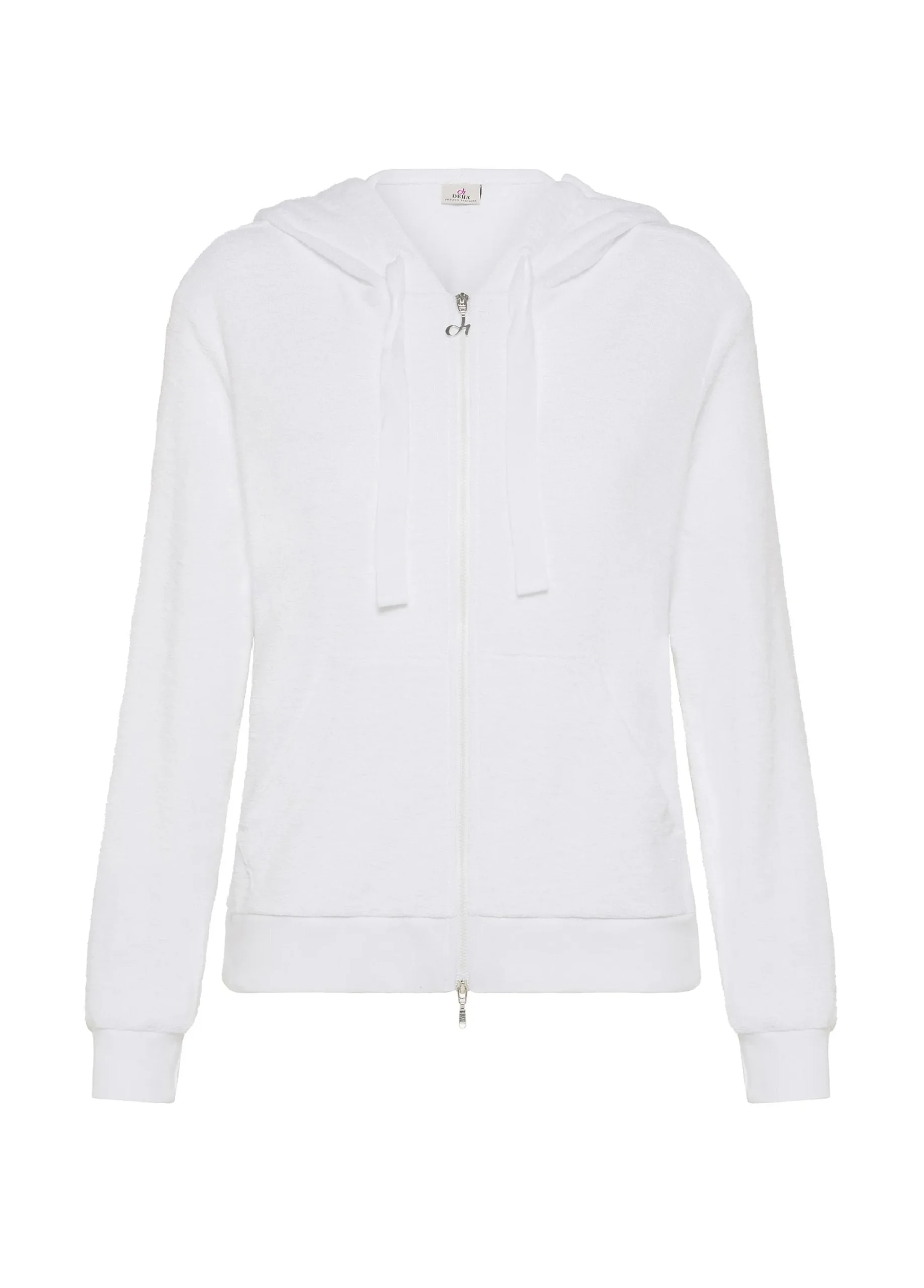 New Felpa In Spugna Zip E Cappuccio Bianco Donna Felpe & Maglieria