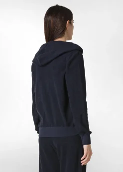Best Sale Felpa In Spugna Zip E Cappuccio Blu Donna Felpe & Maglieria