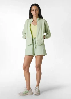 Outlet Felpa Leggera Misto Viscosa Con Zip Verde Donna Felpe & Maglieria