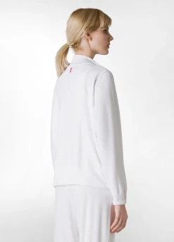 Outlet Felpa Leggera Misto Viscosa Con Zip Bianco Donna Felpe & Maglieria