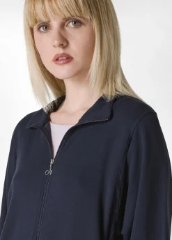 Store Felpa Leggera Misto Viscosa Con Zip Blu Donna Felpe & Maglieria