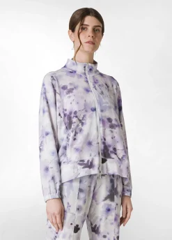 Fashion Felpa Leggera Misto Viscosa Stampata Con Zip Viola Donna Felpe & Maglieria