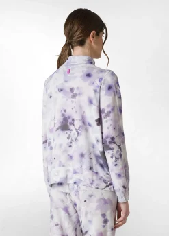 Fashion Felpa Leggera Misto Viscosa Stampata Con Zip Viola Donna Felpe & Maglieria