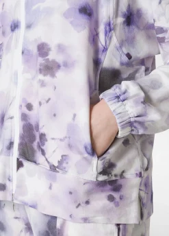 Fashion Felpa Leggera Misto Viscosa Stampata Con Zip Viola Donna Felpe & Maglieria