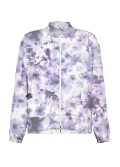 Fashion Felpa Leggera Misto Viscosa Stampata Con Zip Viola Donna Felpe & Maglieria